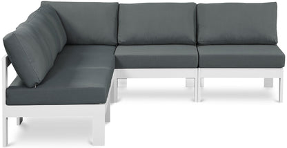 Nizuc - Outdoor Patio 5 Piece Modular Sectional With White Frame