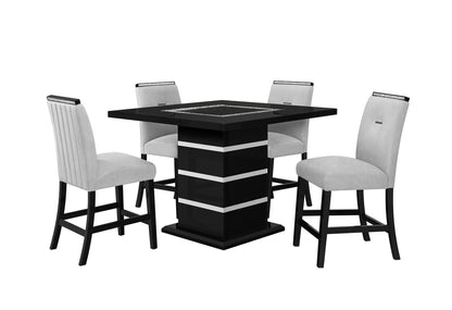 Monaco - 5 Piece Dining Room Set (Rectangular Bar Table, 4 Bar Stools) - Black