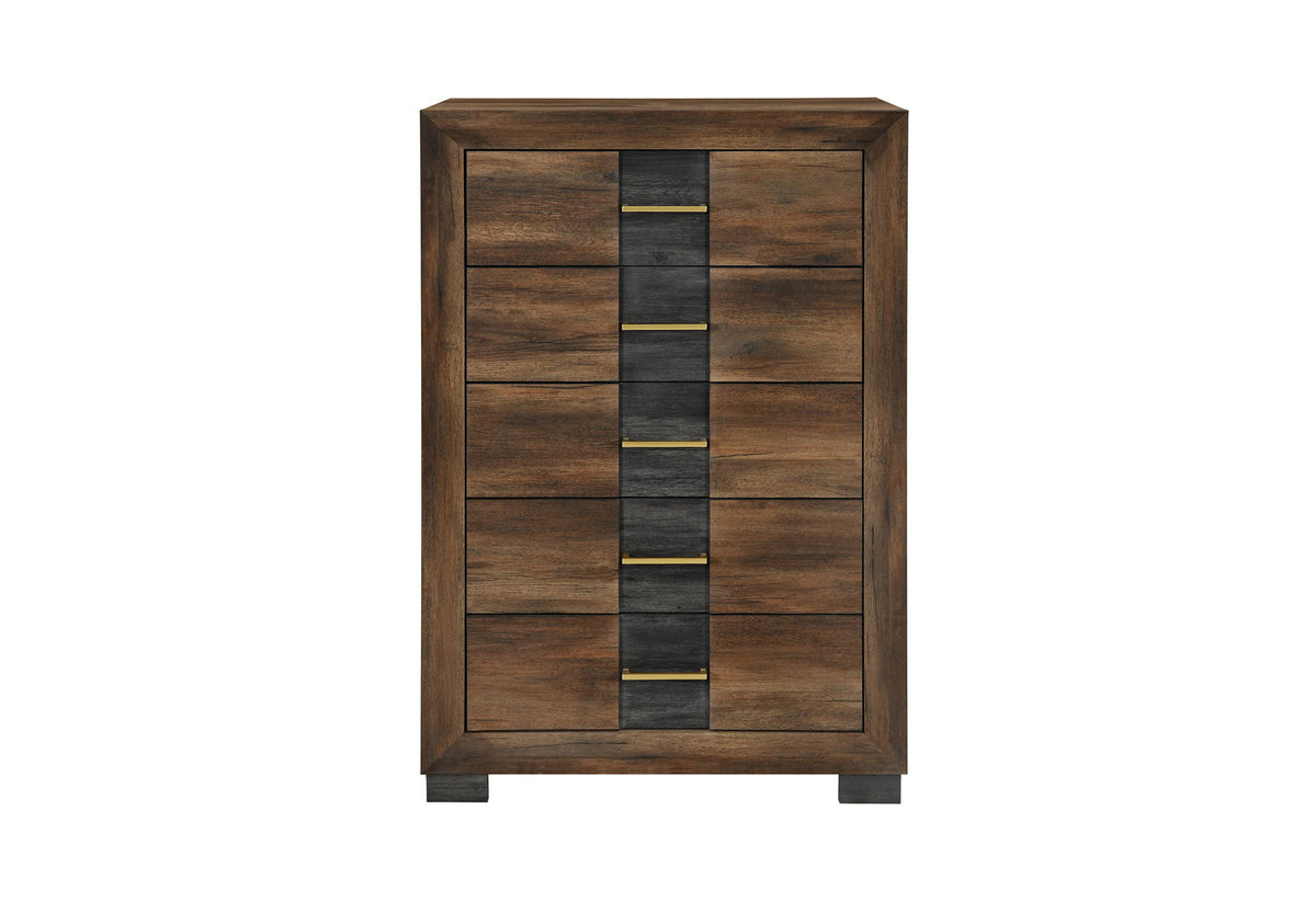 Optimus - 4 Piece Bedroom Set (Queen Bed, Dresser, Mirror And Nightstand) - Black / Brown