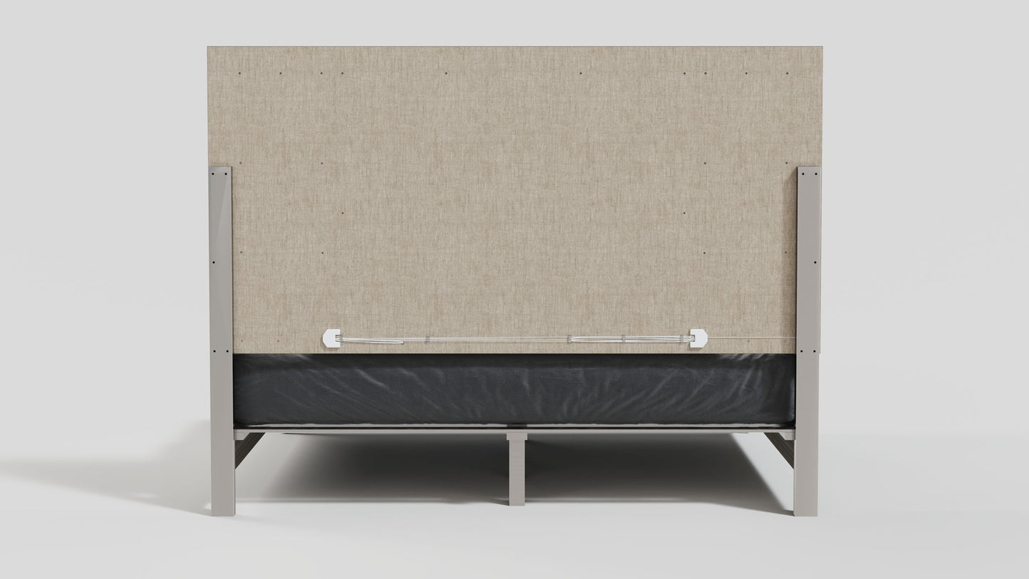 Zambrano - King Bed Headboard With LED - Light Gray / White