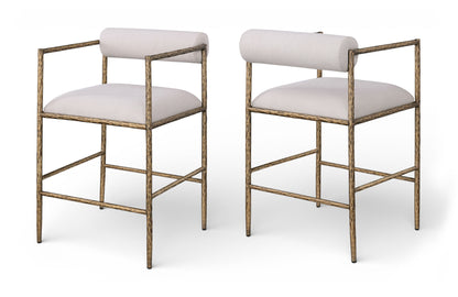 Axis - Linen Textured Beige Fabric Upholstered Counter Stool (Set of 2)