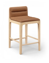 Load image into Gallery viewer, Ellis - Vegan Leather Upholstered Counter Stool (Set of 2) - Natural Base
