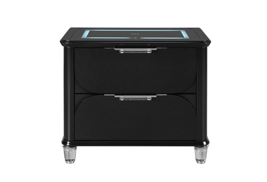 Lando - Nightstand With Speaker And Wireless Charging Platform - Black