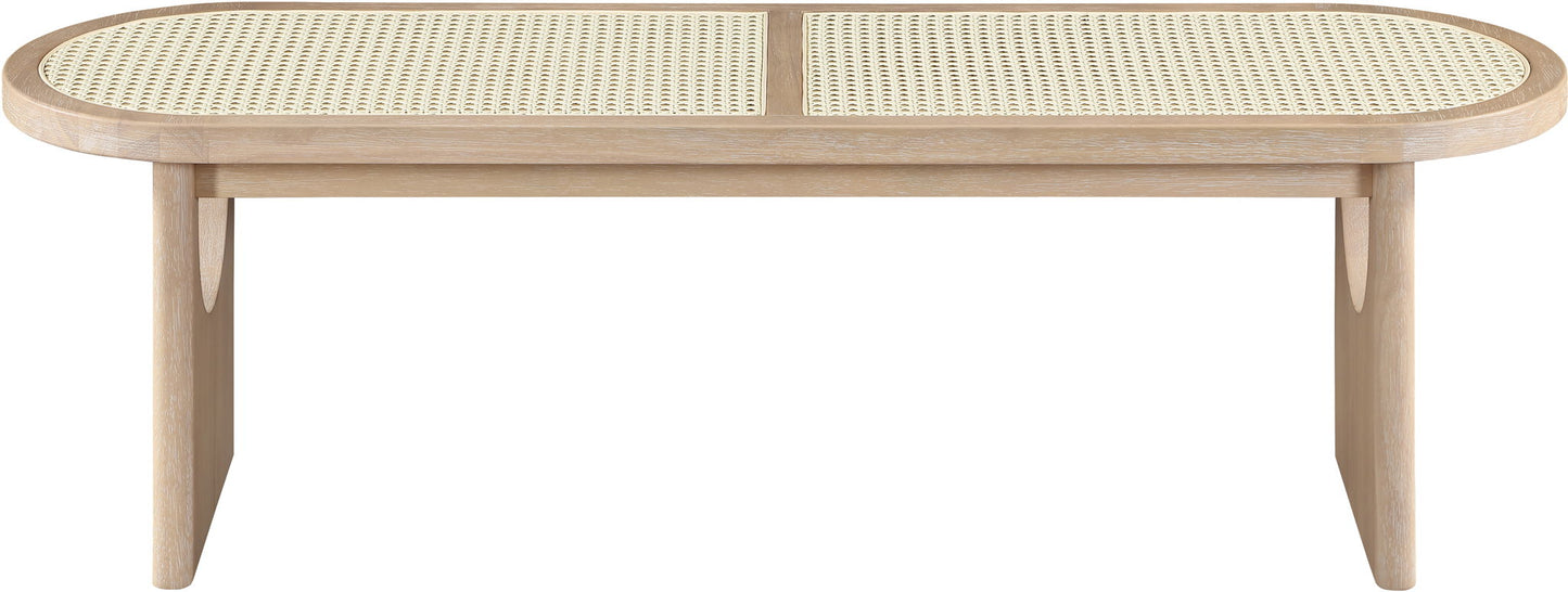 Canovia - Solid Wood And Faux Cane Bench