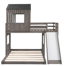 Load image into Gallery viewer, Loft Bunk Bed With Playhouse, Farmhouse, Ladder, Slide And Guardrails
