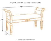 Load image into Gallery viewer, Realyn - Accent Bench - Antique White

