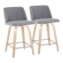 Load image into Gallery viewer, Toriano - Contemporary Fixed Height Counter Stool With Swivel With Square Footrest (Set of 2)
