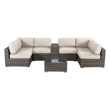 Load image into Gallery viewer, Elegant 4 Person Wicker Patio Seating Set With Cushions And Glass Top Table
