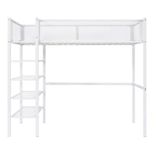 Load image into Gallery viewer, Loft Bed With 4 Tier Shelves And Storage
