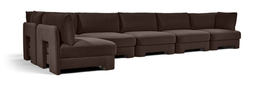 Hammond - Velvet Performance Fabric Upholstered 6 Piece L-Shaped Armless Sectional - Ego Home Furniture