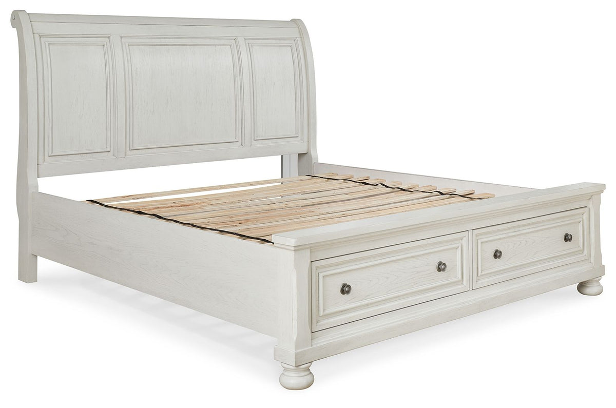 Robbinsdale - Cal King Rails with Roll Slats - Antique White