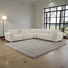 Load image into Gallery viewer, Dayana - Boucle Power Recliner Sectional Sofa For 5 People With Cupholder Console Adjustable Headrest - Beige
