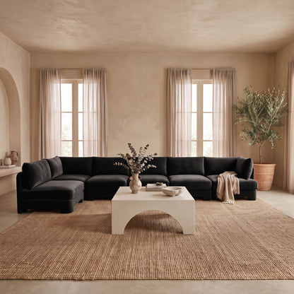 Hammond - Velvet Performance Fabric Upholstered 6 Piece L-Shaped Armless Sectional
