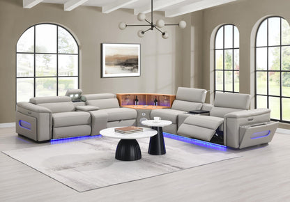 U25 - 3 Piece Power Reclining Sectional With Bluetooth Speaker, Wireless Charger, And Fridge - Gray - Ego Home Furniture