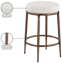 Load image into Gallery viewer, Ferro - Linen Textured Performance Fabric Upholstered Backless Counter Stool - Cream / Brushed Bronze
