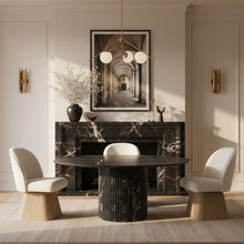 Load image into Gallery viewer, Marlowe - Linen Textured Fabric Upholstered Swivel Dining Side Chair - Stained Natural
