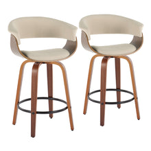 Load image into Gallery viewer, Vintage Mod - Mid Century Modern Fixed Height Counter Stool &amp; Swivel With Round Footrest (Set of 2)

