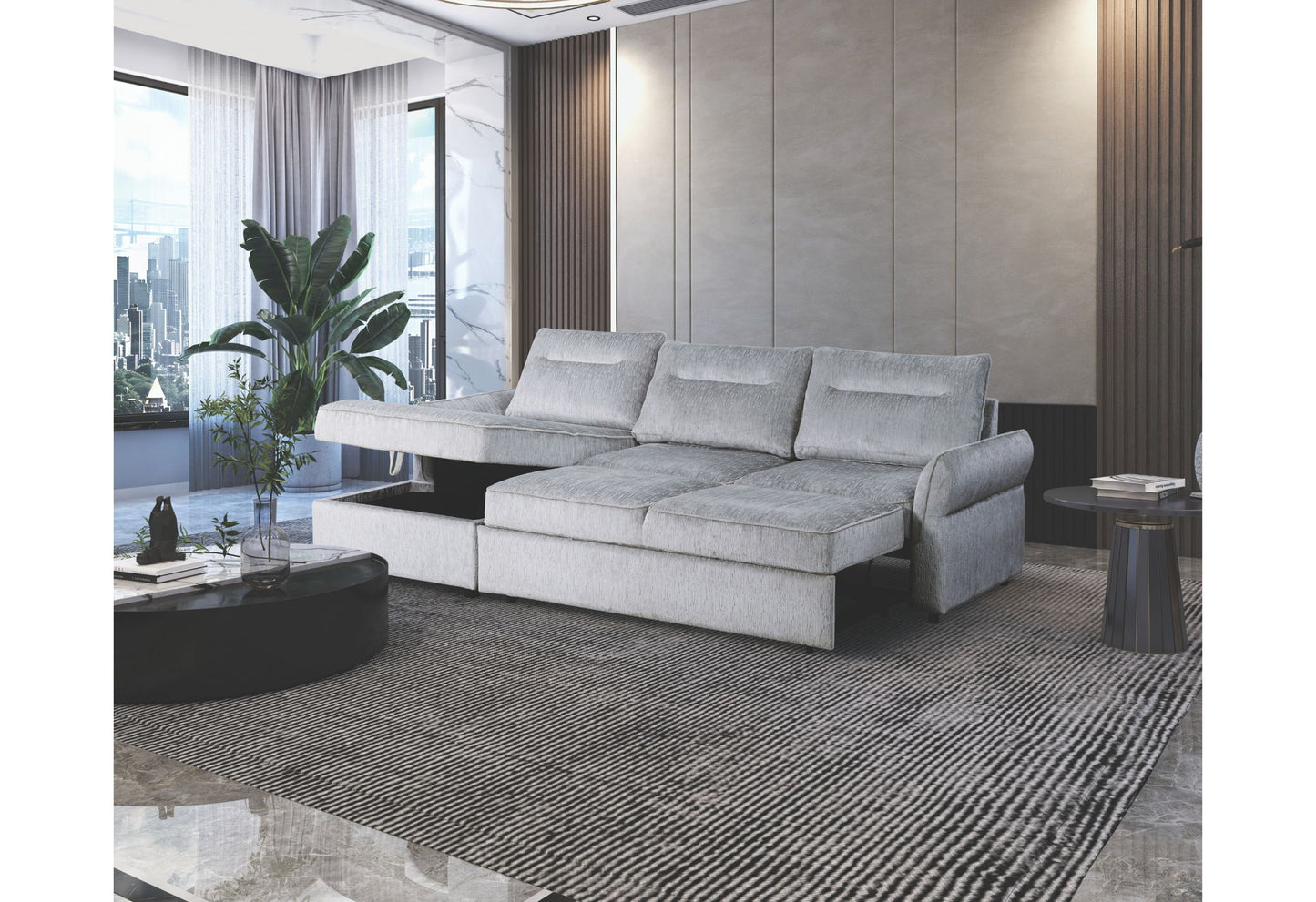 U0301 - RAF Loveseat With Pop Up Sleeper - Gray