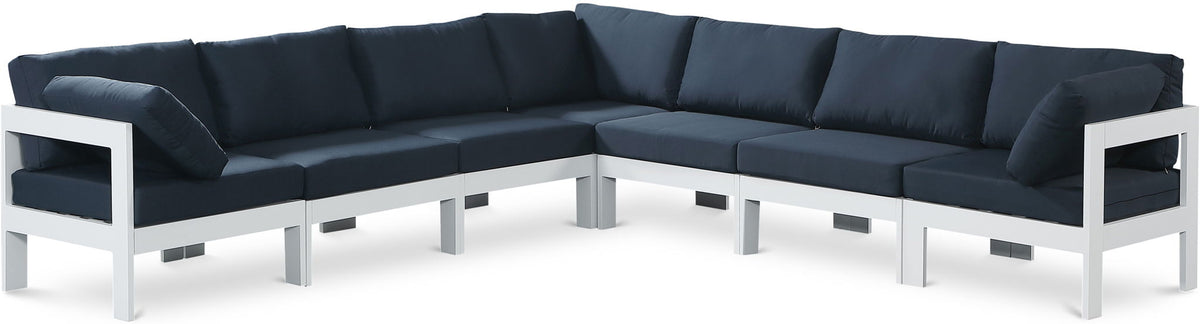 Nizuc - Outdoor Patio 7 Piece Modular Sectional With White Frame