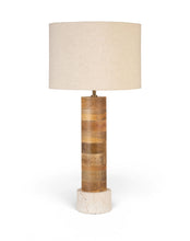 Load image into Gallery viewer, Orenda - Mango Wood Base And Linen Textured Fabric Shade Table Lamp - Travertine / Natural
