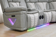 Load image into Gallery viewer, U55 - 3 Piece Power Sectional With Bluetooth Speaker, And Wireless Charger, Multi Color LED - Gray / Beige
