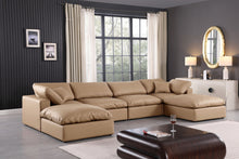 Load image into Gallery viewer, Comfy - 6 Piece Faux Leather Modular Double Chaise Sectional - Tan
