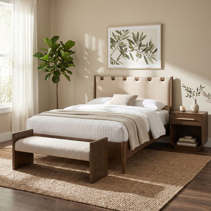 Hickory - Fabric Upholstered Bench - Brown Frame