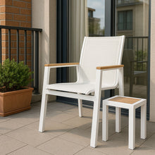 Load image into Gallery viewer, Nizuc - Outdoor Patio Dining Arm Chair With White Frame And Natural Arms (Set of 2)
