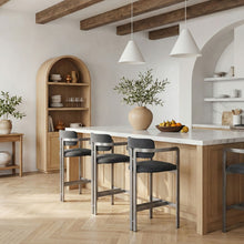Load image into Gallery viewer, Aurum - Vegan Leather Upholstered Counter Stool With Gray Base
