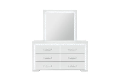Naomi - 4 Piece Bedroom Set (King Bed, Dresser, Mirror, Nightstand) - Silver Marble