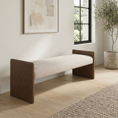 Hickory - Fabric Upholstered Bench - Brown Frame