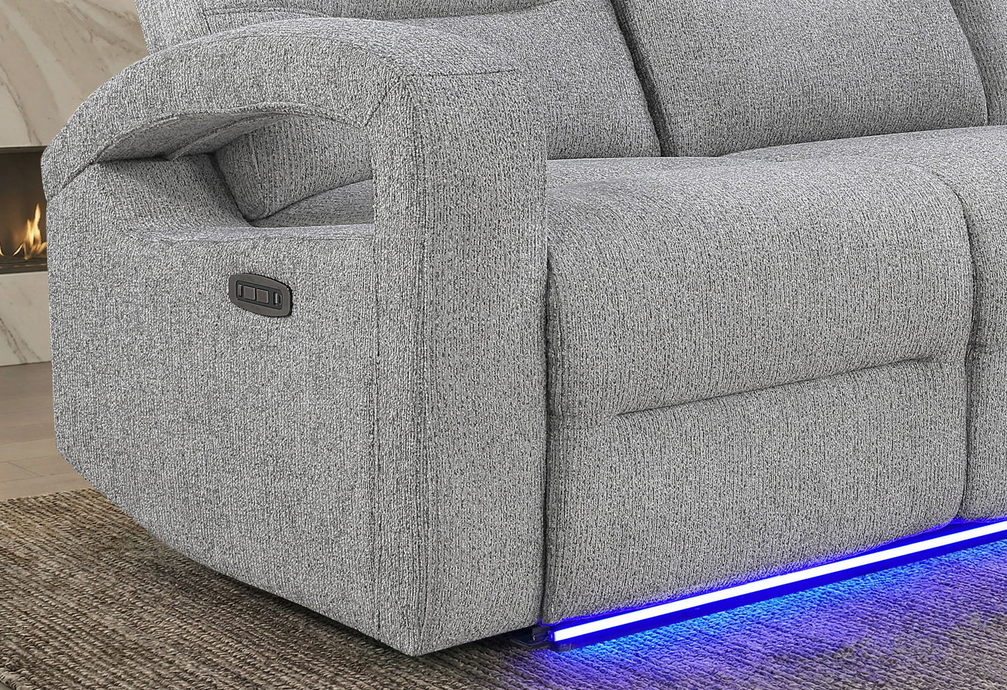 U6611 - Power Reclining Sofa With LED - Dark Gray