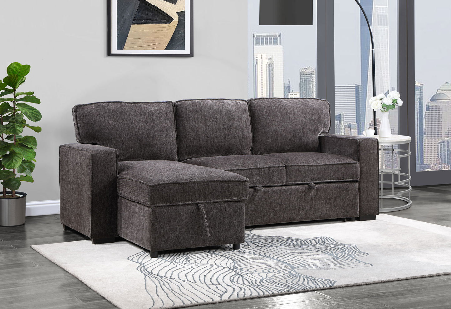U0203 - Reversible Chaise - Dark Gray