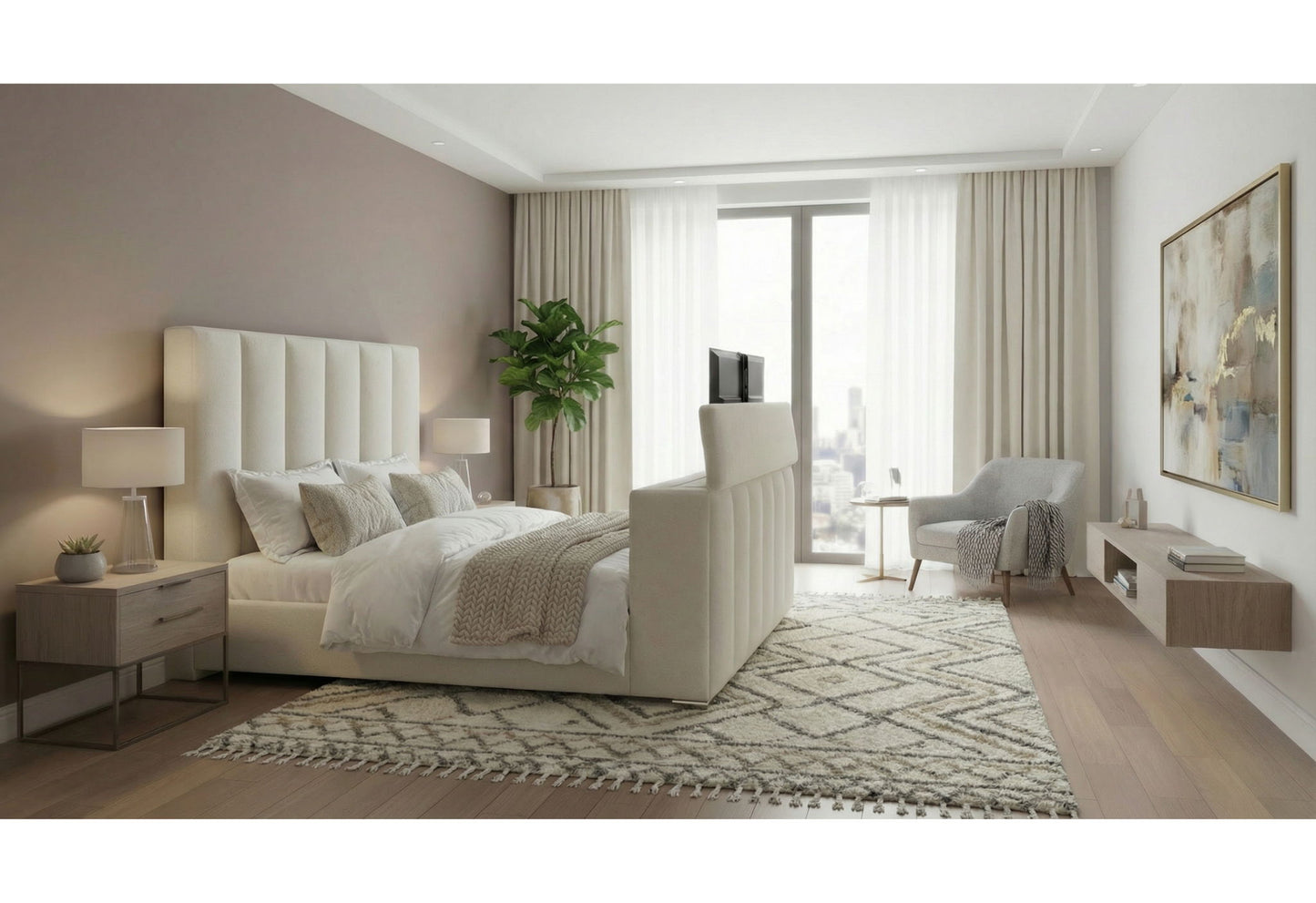 Serenity - King Bed Side Rails - Cream / Beige