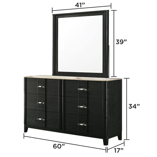 Opel - 6 Drawer Dresser - Black