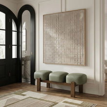 Load image into Gallery viewer, Woodcrest - Vegan Leather Upholstered Bench - Painted Brown Walnut Base
