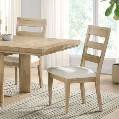 Upholstered Dining Chair With Ladder Back Design (Set of 2)