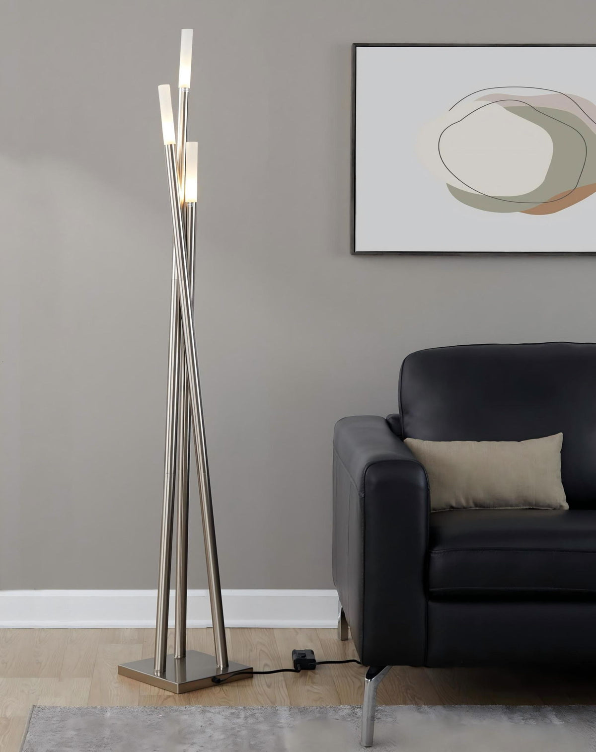 Icicle - Contemporary Floor Lamp - Brushed Nickel