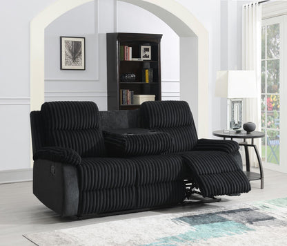 U181 - Corduroy Motion Sofa With Drop Down Table - Black