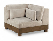 Load image into Gallery viewer, Turin - Chenille Fabric Upholstered Modular Corner Chair - Taupe / Brown Walnut
