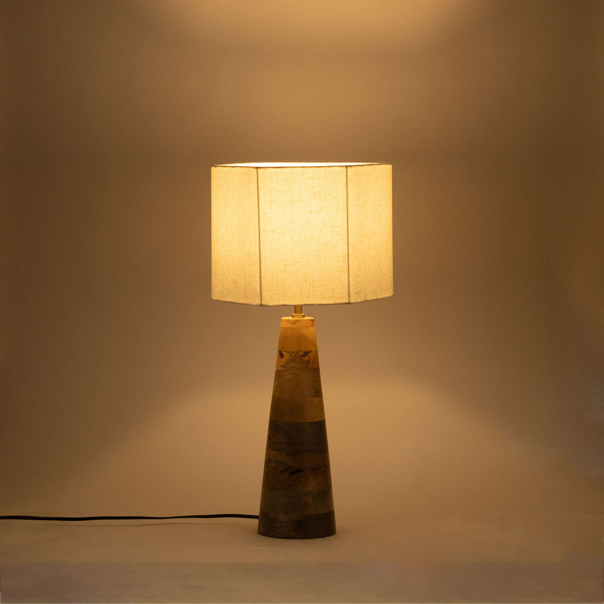 Juniper - Mango Wood Base And Linen Textured Fabric Shade Table Lamp