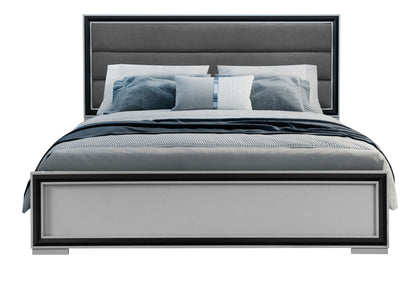 Amelia - Twin Bed Full Bed Siderails With LED - Gray Black