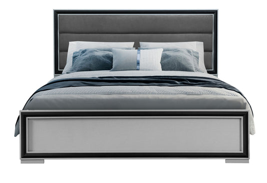 Amelia - Queen Bed With LED - Gray / Black