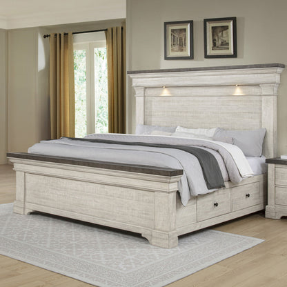 Augusta - 5/0-6/6 Queen/King Storage Side Rails - Rustic White