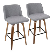 Load image into Gallery viewer, Toriano - Mid Century Modern Fixed Height Counter Stool &amp; Square Footrest (Set of 2)
