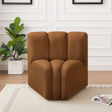 Load image into Gallery viewer, Arc - Velvet Curved Corner Chair - Saddle
