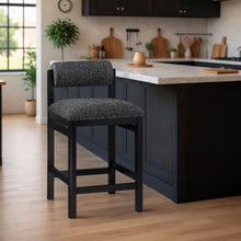 Load image into Gallery viewer, Roundhill - Fabric Counter Stool - Black Frame

