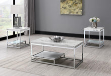 Load image into Gallery viewer, T111 - Chrome Coffee Table &amp; 2 End Tables - White

