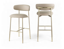 Load image into Gallery viewer, Lupita - Vegan Leather Upholstered Bar Stool With Brushed Gold Frame (Set of 2)
