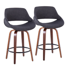 Load image into Gallery viewer, Fabrico - Mid Century Modern Fixed Height Counter Stool &amp; Round Footrest (Set of 2)
